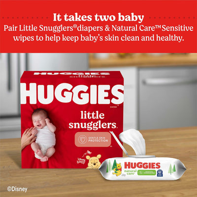 Baibi Wise by Huggies Natural Care Sensitive Baby Wipes, Unscented, Hypoallergenic, 99% Purified Water, 12 Flip-Top Packs (768 Wipes Total), Packaging May Vary