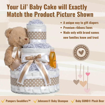 Baibi Wise Lil' Baby Cakes Boy Blue Diaper Cake - Makes a Beautiful Baby Gift - Adorable and Practical Handmade Baby Gift with 42 Swaddler Diapers Size 1-10 in x 12 in