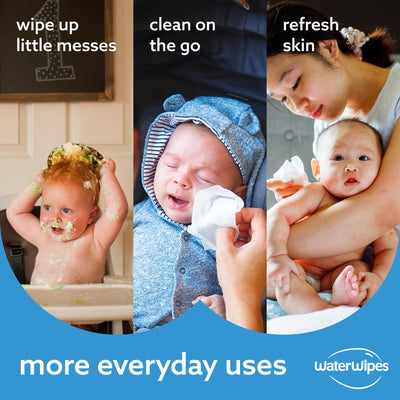 Baibi Wise WaterWipes Plastic-Free Original Baby Wipes, 99.9% Water Based Wipes, Unscented & Hypoallergenic for Sensitive Skin, 60 Count (Pack of 12), Packaging May Vary