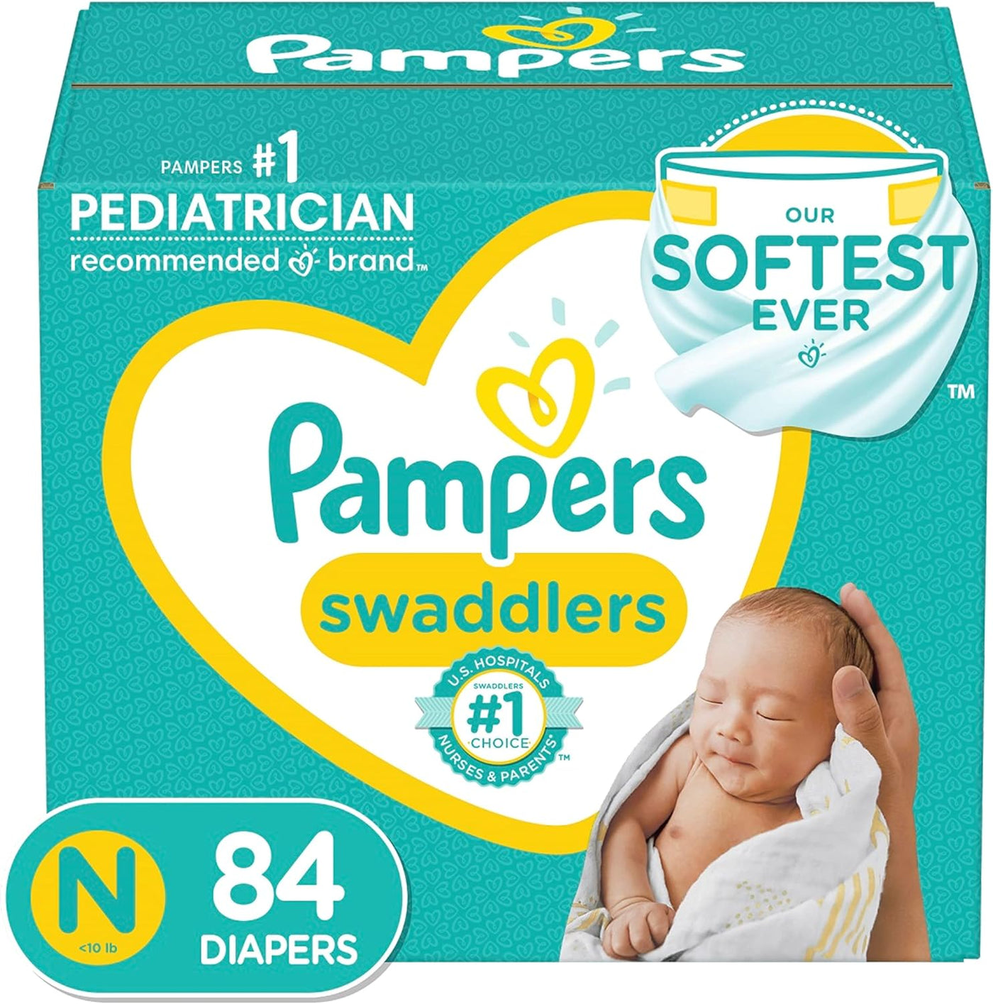 Baibi Wise Pampers Swaddlers Newborn Diaper Size 0 84 Count (Pack of 2)