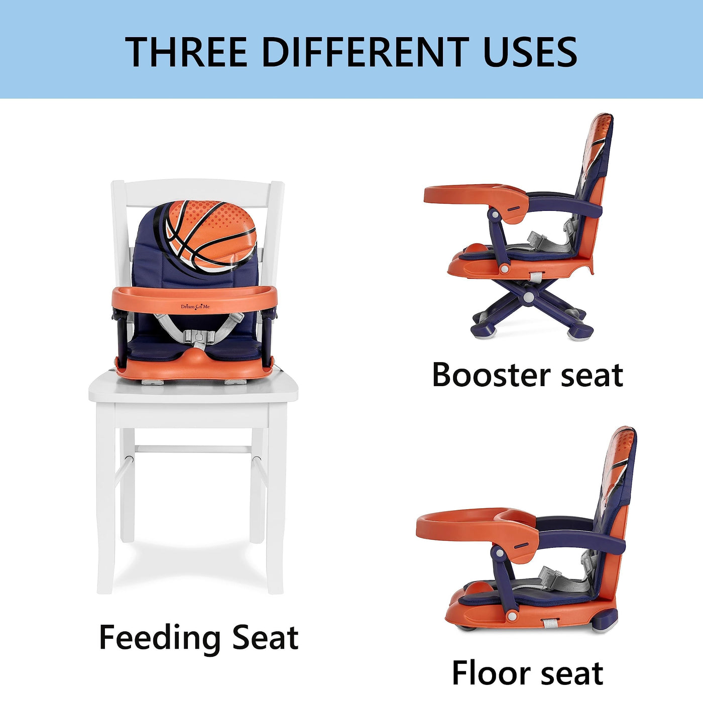 Baibi Wise Booster Seat for Dining Table, Lightweight Compact Fold Travel Booster Seat, 3-in-1 Convertible, Four Level Height Adjustment and Easy Tray Removal