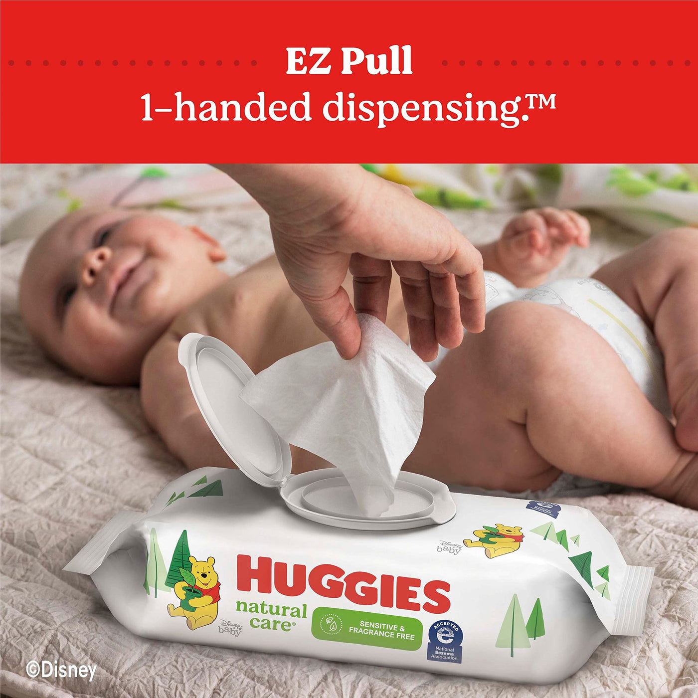 Baibi Wise by Huggies Natural Care Sensitive Baby Wipes, Unscented, Hypoallergenic, 99% Purified Water, 12 Flip-Top Packs (768 Wipes Total), Packaging May Vary