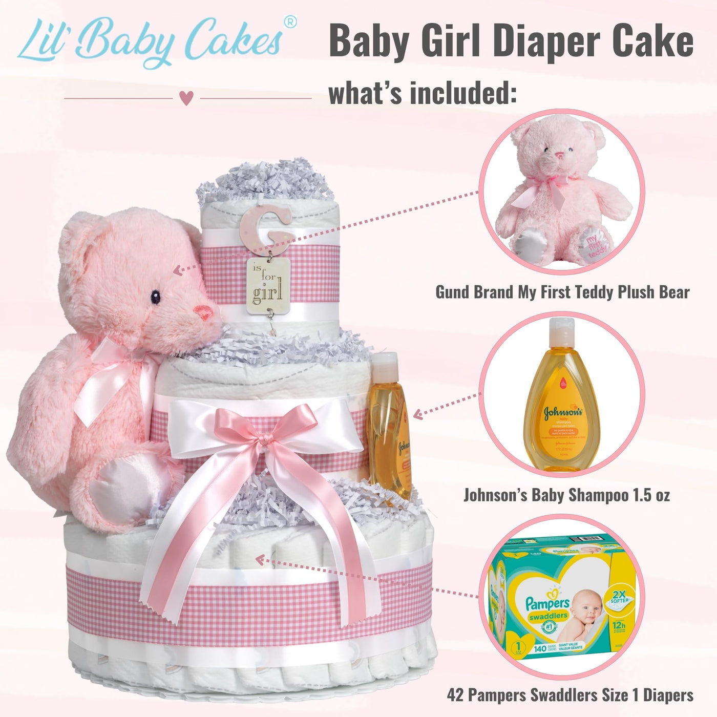 Baibi Wise Lil' Baby Cakes Boy Blue Diaper Cake - Makes a Beautiful Baby Gift - Adorable and Practical Handmade Baby Gift with 42 Swaddler Diapers Size 1-10 in x 12 in