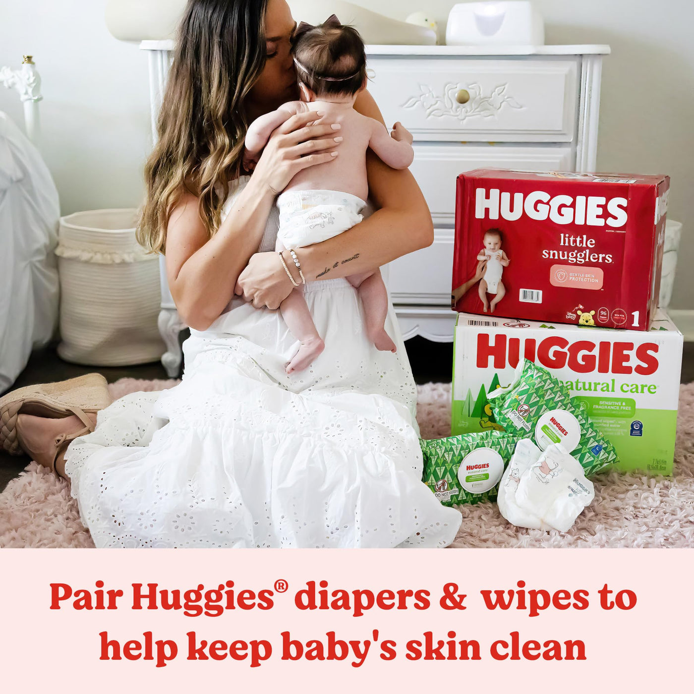 Baibi Wise by Huggies Natural Care Sensitive Baby Wipes, Unscented, Hypoallergenic, 99% Purified Water, 12 Flip-Top Packs (768 Wipes Total), Packaging May Vary