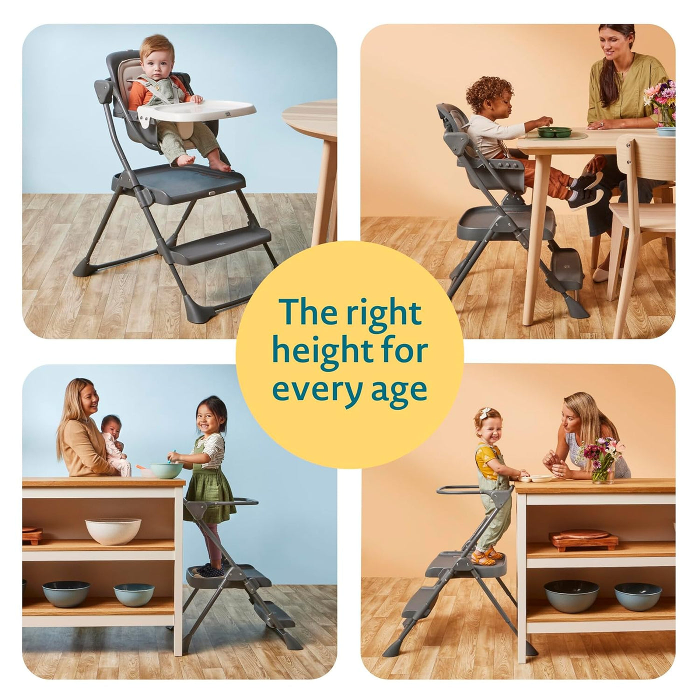 BAIBI WISE First Years 2-for-1 Baby High Chair and Toddler Tower - Convertible Baby Chair to Toddler Step Stool - High Chairs for Babies and Toddlers - Toddler Kitchen Step Stools - For Mealtime and Playtime