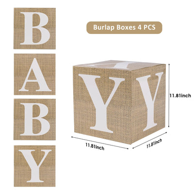 Baibi Wise Baby Boxes with Letters, 4 Transparent Balloon for Gender Reveal Birthday Wedding Baby Shower Decorations (White)