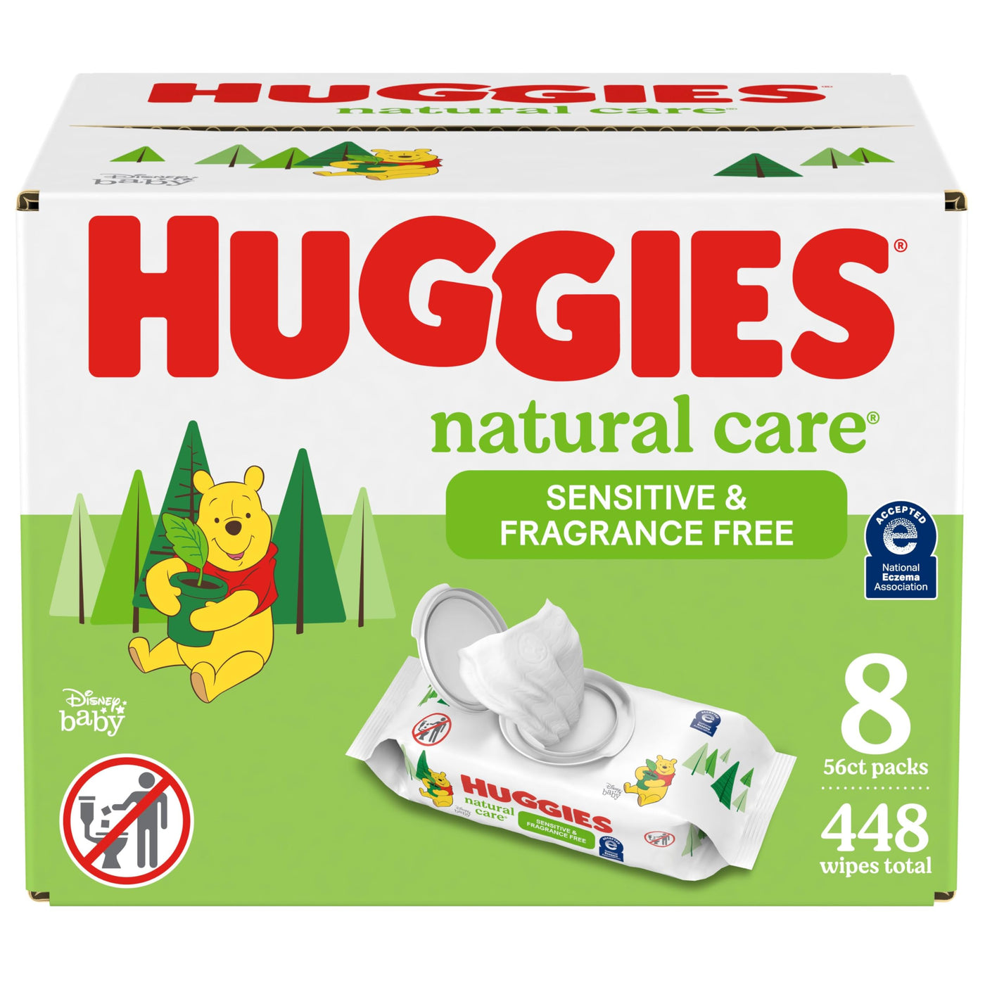 Baibi Wise by Huggies Natural Care Sensitive Baby Wipes, Unscented, Hypoallergenic, 99% Purified Water, 12 Flip-Top Packs (768 Wipes Total), Packaging May Vary