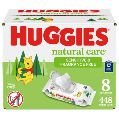 Baibi Wise by Huggies Natural Care Sensitive Baby Wipes, Unscented, Hypoallergenic, 99% Purified Water, 12 Flip-Top Packs (768 Wipes Total), Packaging May Vary