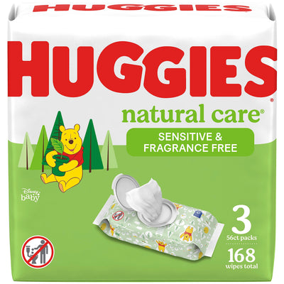 Baibi Wise by Huggies Natural Care Sensitive Baby Wipes, Unscented, Hypoallergenic, 99% Purified Water, 12 Flip-Top Packs (768 Wipes Total), Packaging May Vary