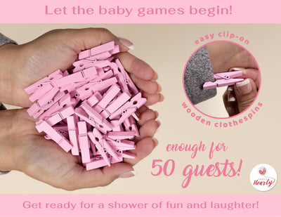 BAIBI WISE Party Hearty Baby Shower Games for Boy, Don't Say Baby Game,1 Sign and 50 Mini Blue Clothespins, Don't Say Baby Baby Shower Game, Baby Shower Ideas