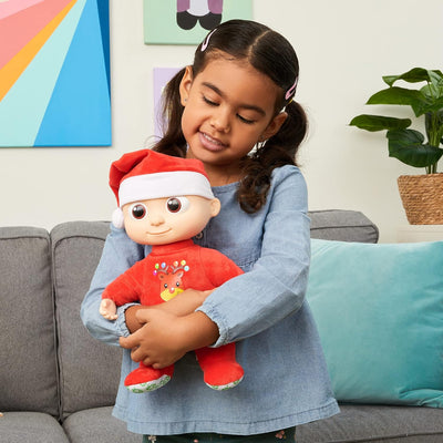 Baibi Wise Cocomelon Musical Deck The Halls JJ Doll - Includes JJ Roto Doll with Santa Hat - Festive Doll with Activated Sounds- Toys for Preschoolers