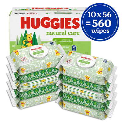 Baibi Wise by Huggies Natural Care Sensitive Baby Wipes, Unscented, Hypoallergenic, 99% Purified Water, 12 Flip-Top Packs (768 Wipes Total), Packaging May Vary