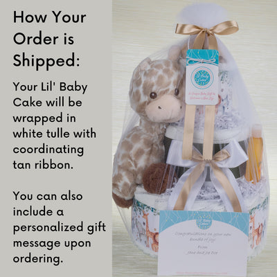 Baibi Wise Lil' Baby Cakes Boy Blue Diaper Cake - Makes a Beautiful Baby Gift - Adorable and Practical Handmade Baby Gift with 42 Swaddler Diapers Size 1-10 in x 12 in