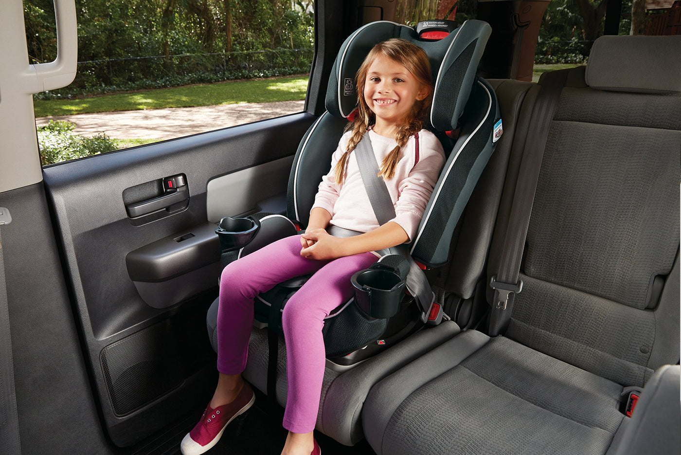 Baibi Wise Slim Fit 3-in-1 Convertible Car Seat, Ultra-Space-Saving Design, Darcie, Suitable for Rear and Forward-Facing, Highback Booster Seat with 10-Position Headrest