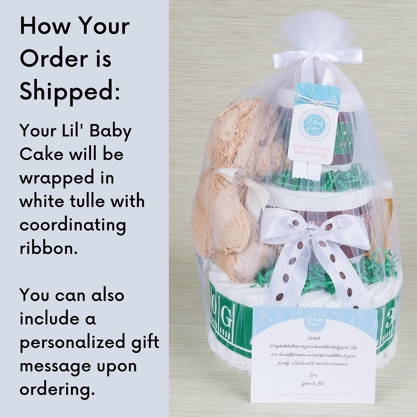 Baibi Wise Lil' Baby Cakes Boy Blue Diaper Cake - Makes a Beautiful Baby Gift - Adorable and Practical Handmade Baby Gift with 42 Swaddler Diapers Size 1-10 in x 12 in